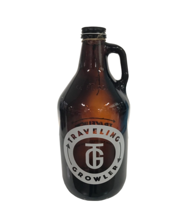 traveling growler logo glass beer growler (64 oz.)